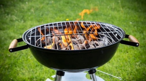 BBQ grill lit up