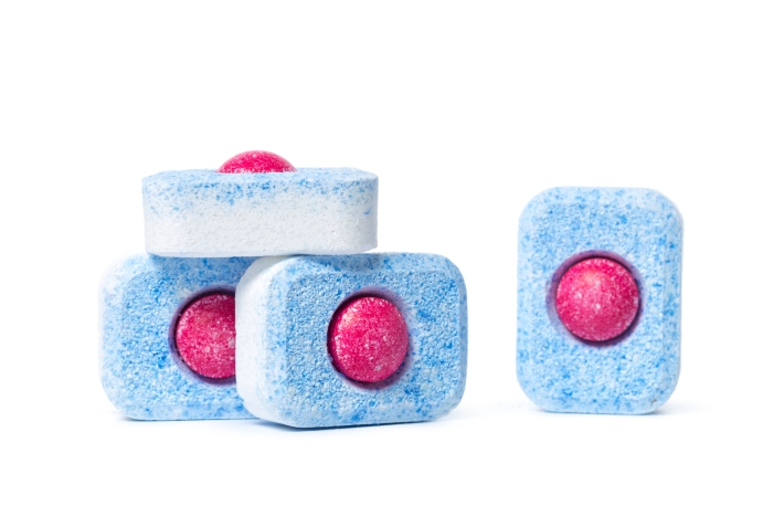 Dishwasher tablets on a white background isolate